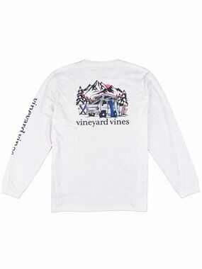 Vineyard Vines XXL Long Sleeve Pocket Tee Camper Graphic NWT White